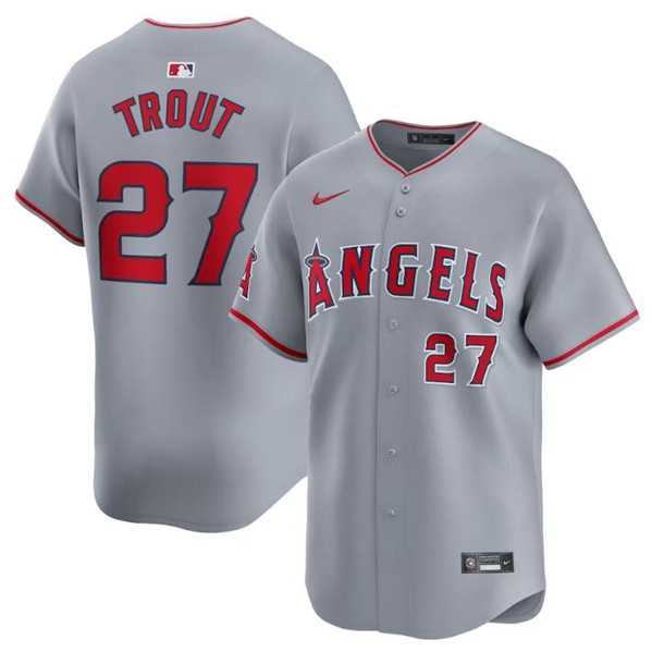 Men's Los Angeles Angels #27 Mike Trout Gray Away Limited Baseball Stitched Jersey Dzhi,We sell and wholesale Men's Los Angeles Angels #27 Mike Trout Gray Away Limited Baseball Stitched Jersey Dzhi on line form chian!